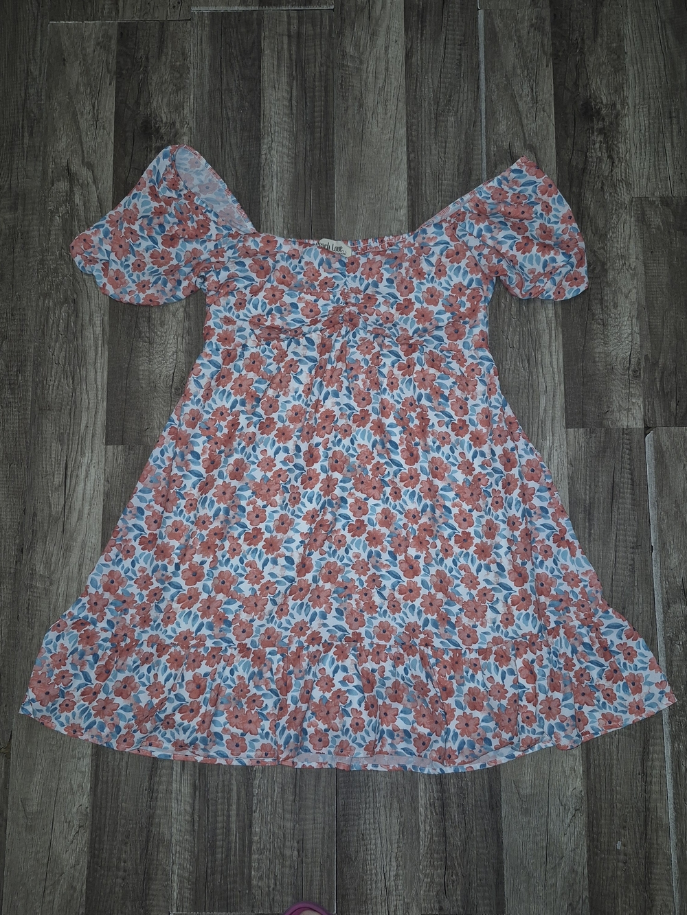 Peach Love California Pink Floral Off-Shoulder Casual Dress